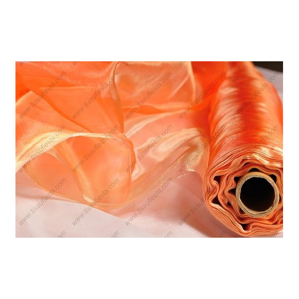 Tissu Organza Orange et Or