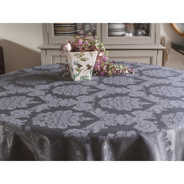 Tissu nappe damassé gris anthracite Syracuse