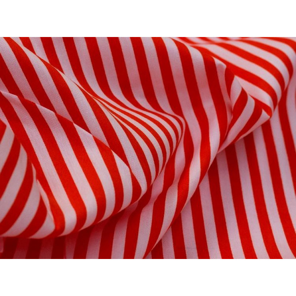 Tissu coton rayures rouge