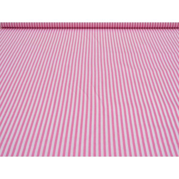 Tissu coton rayures rose