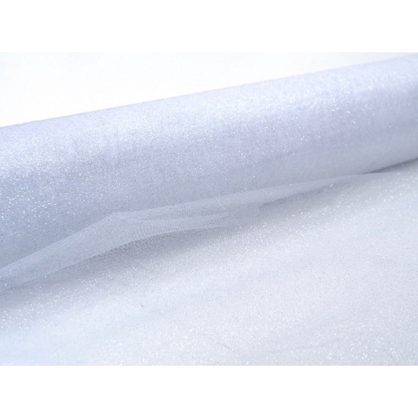 Tissu Organza Blanc Paillettes Argent