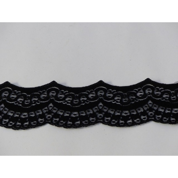 Tissu Dentelle Noir 7cm vague