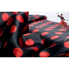 Tissu Satin Noir à Pois Rouge