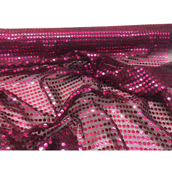 Tissu Paillettes Fuchsia sur fond noir