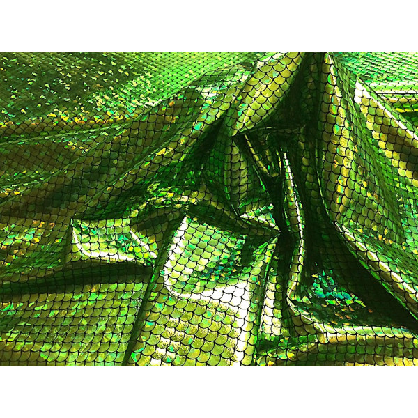 Tissu stretch Laser Ecailles vert