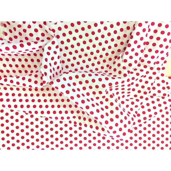 Tissu Coton Blanc Pois Rouge GM