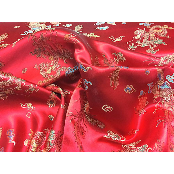 Tissu Asie Rouge Dragons