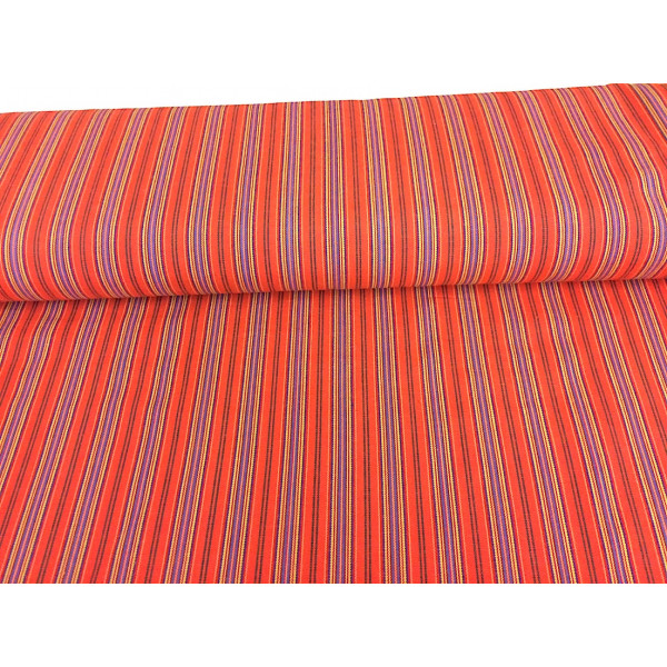 Tissu Mexicain Orange Multi lignes