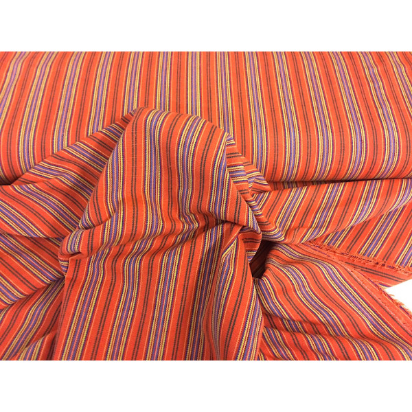 Tissu Mexicain Orange Multi lignes