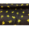 Tissu Satin Noir / Décor Chinois Jaune