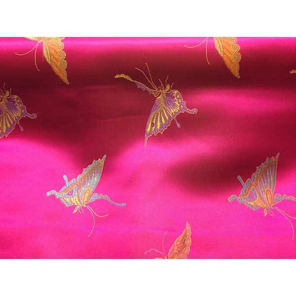 Tissu Asie Fushia papillon