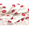 Viscose aspect Lin écru motif Love rouge