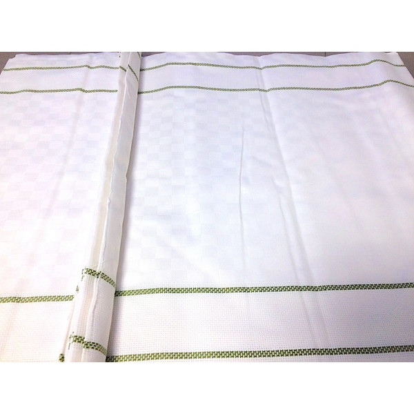 Tissu Torchon Blanc et Vert