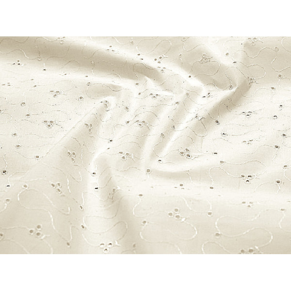 Tissu Broderie Anglaise Ivoire