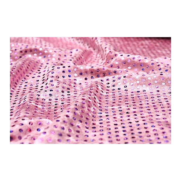 Tissu Panne de velours rose paillettes