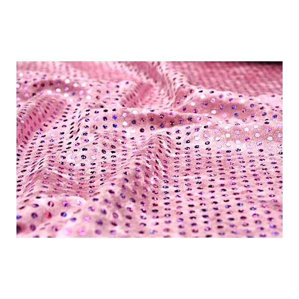 Tissu Panne de Velours Rose Paillettes