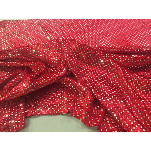 Panne de velours Rouge paillettes Argent