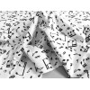 Tissu Coton Notes de musique fond Blanc