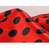 Tissu Satin Rouge à Pois Noir