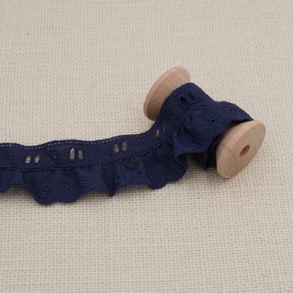 Galon Broderie Anglaise Avec Passant - Bleu Jeans