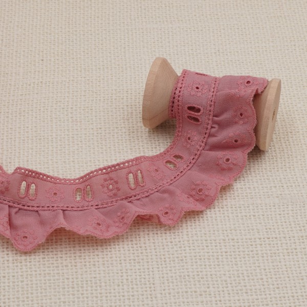 Galon Broderie Anglaise Avec Passant - Rose