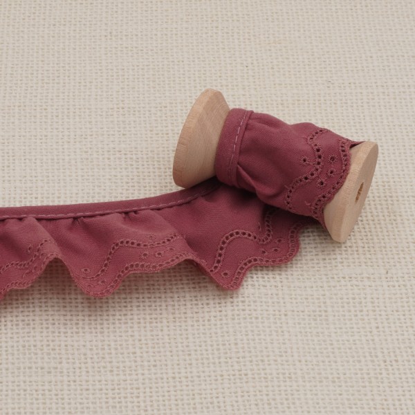 Galon Broderie Anglaise Vague - Vieux Rose