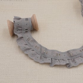 Galon Broderie Anglaise Avec Passant - Gris Clair