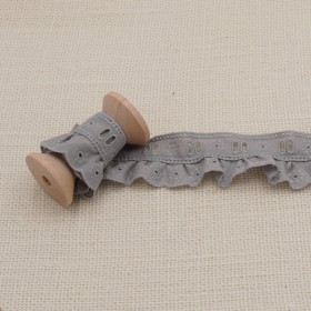 Galon Broderie Anglaise Avec Passant - Gris Clair