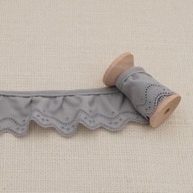 Galon Broderie Anglaise Vague - Gris Clair