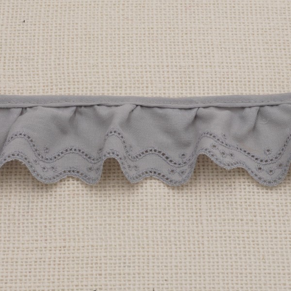 Galon Broderie Anglaise Vague - Gris Clair