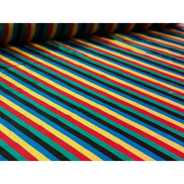 Tissu Satin Carnaval Rayures Multicolore