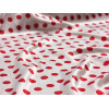 Tissu Satin Fond Blanc Pois Rouge