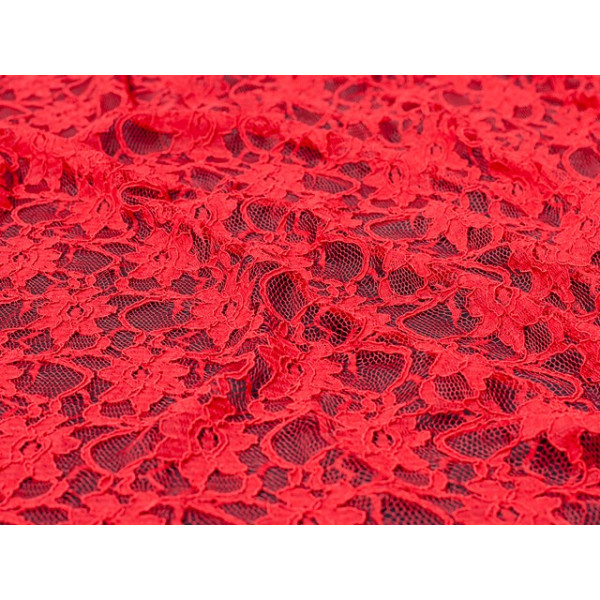 Tissu Dentelle brodée rouge