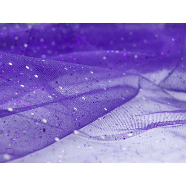 Tulle violet paillettes argent